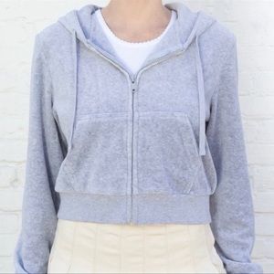 Brandy Melville velour zip up hoodie
